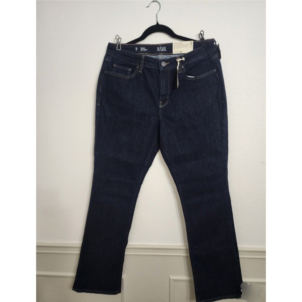 a.n.a Women's Mid-Rise Slim Bootcut Dark Wash Blue Stretch Jeans Size 12